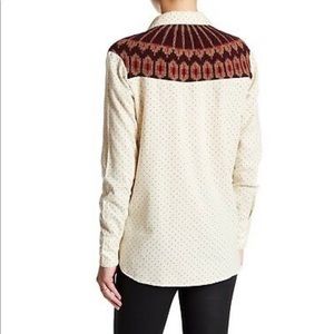Free people button down polka dot fair isle blouse